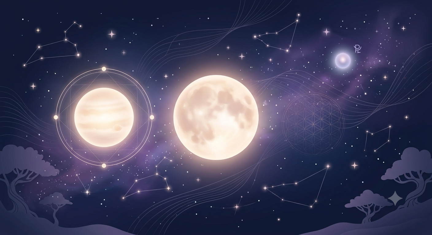 冥王星と木星が満月にもたらす強力なエネルギーのイメージ
